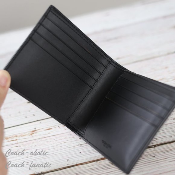 NWT Coach CP219 MEN's 3 In 1 Wallet In Signature Canvas & Leather Black/Chalk - Picture 6 of 9